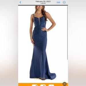 Size 0 navy blue Sherri Hill prom dress from 2023 release.